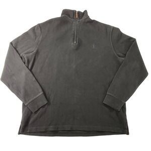 Polo Ralph Lauren Quarter Zip Pullover Mens L Black Cotton Casual Preppy Sporty